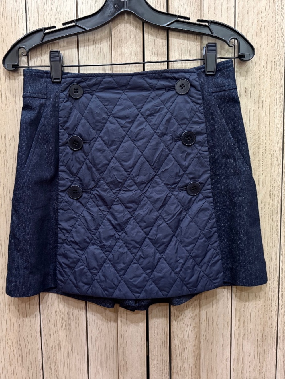 Tibi Denim Skort with quilted panel, Size 2